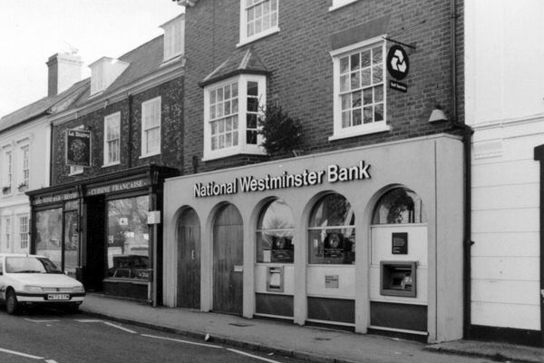 NatWest Bank with Christmas decorations